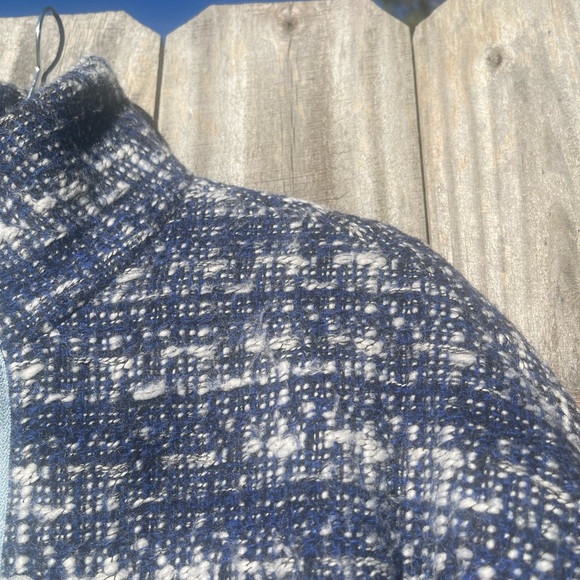 J. Crew Navy Blue and Cream Tweed City Coat Sz 0 Excellent Condition - Picture 11 of 16